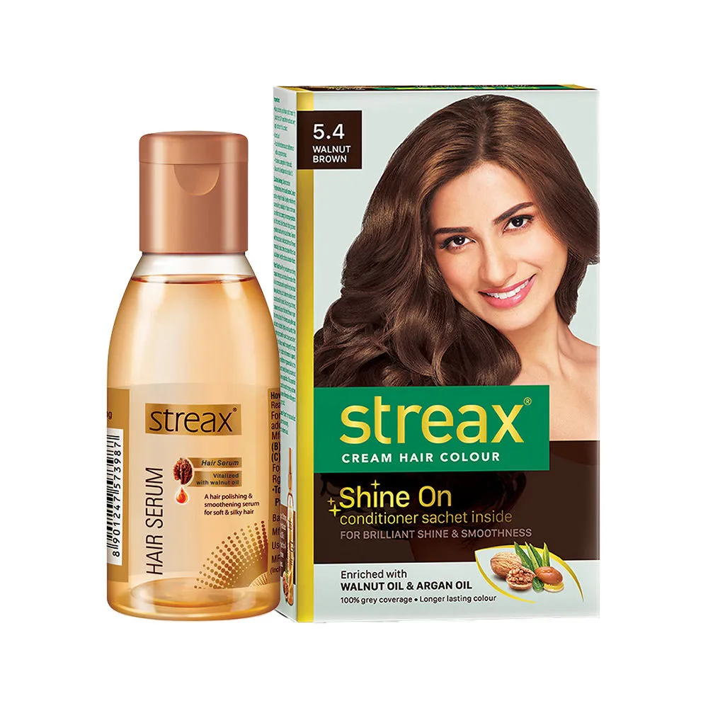 Streax Hair Colour - Walnut Brown 5.4 + Hair Serum