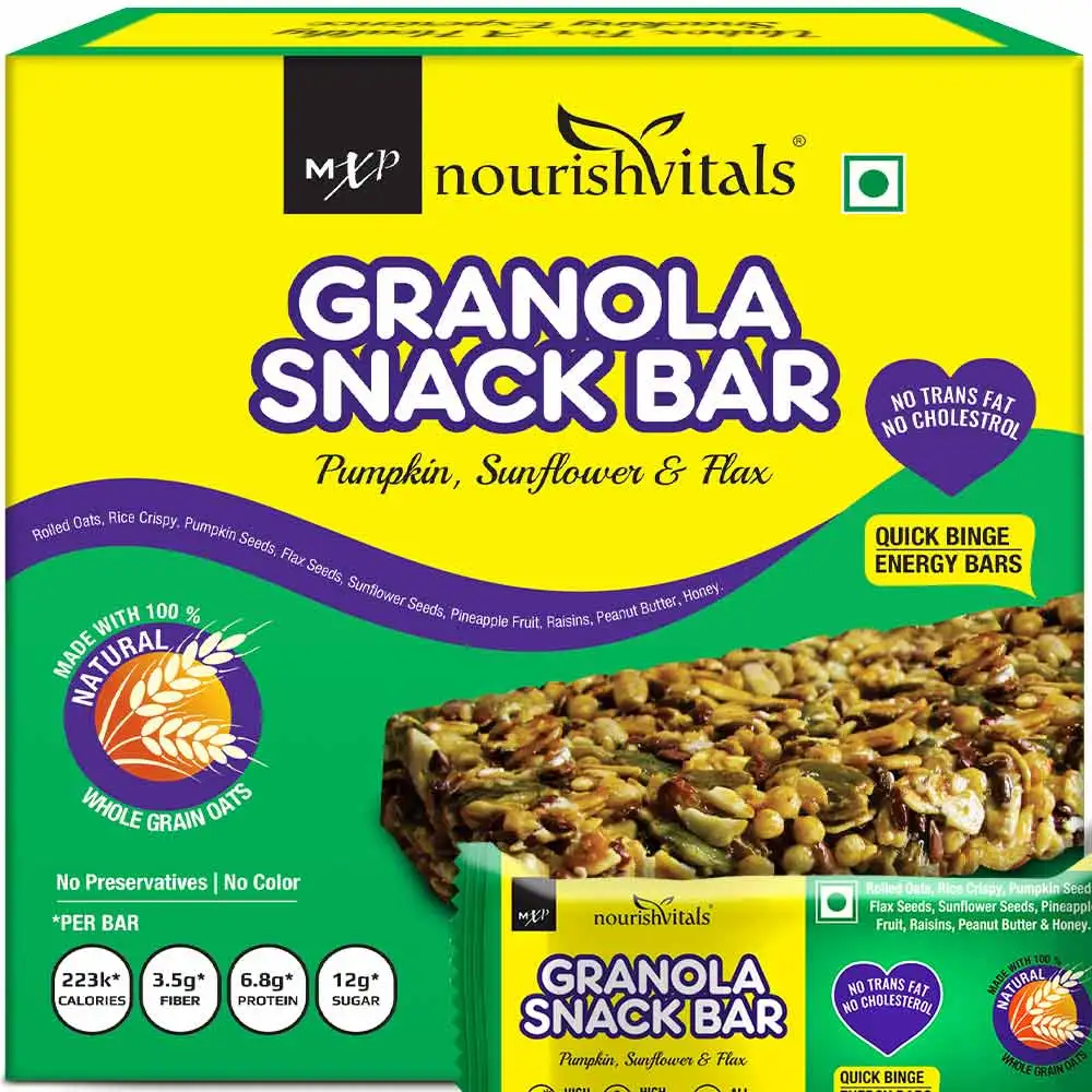 NourishVitals Granola Snack Bar,  5 Piece(s)/Pack  Pumpkin, Sunflower & Flax Mix