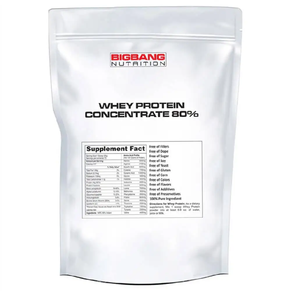 BigBang Nutrition Whey Protein Concentrate 80%,  5 lb  Unflavoured