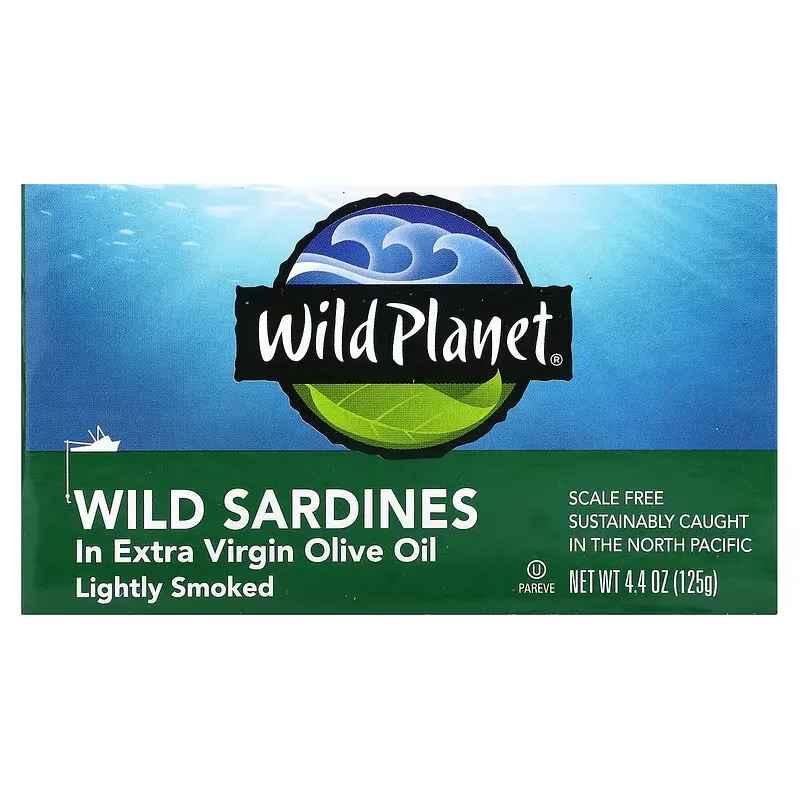 Wild Sardines In Extra Virgin Olive Oil, Lightly Smoked, 4.4 oz (125 g)