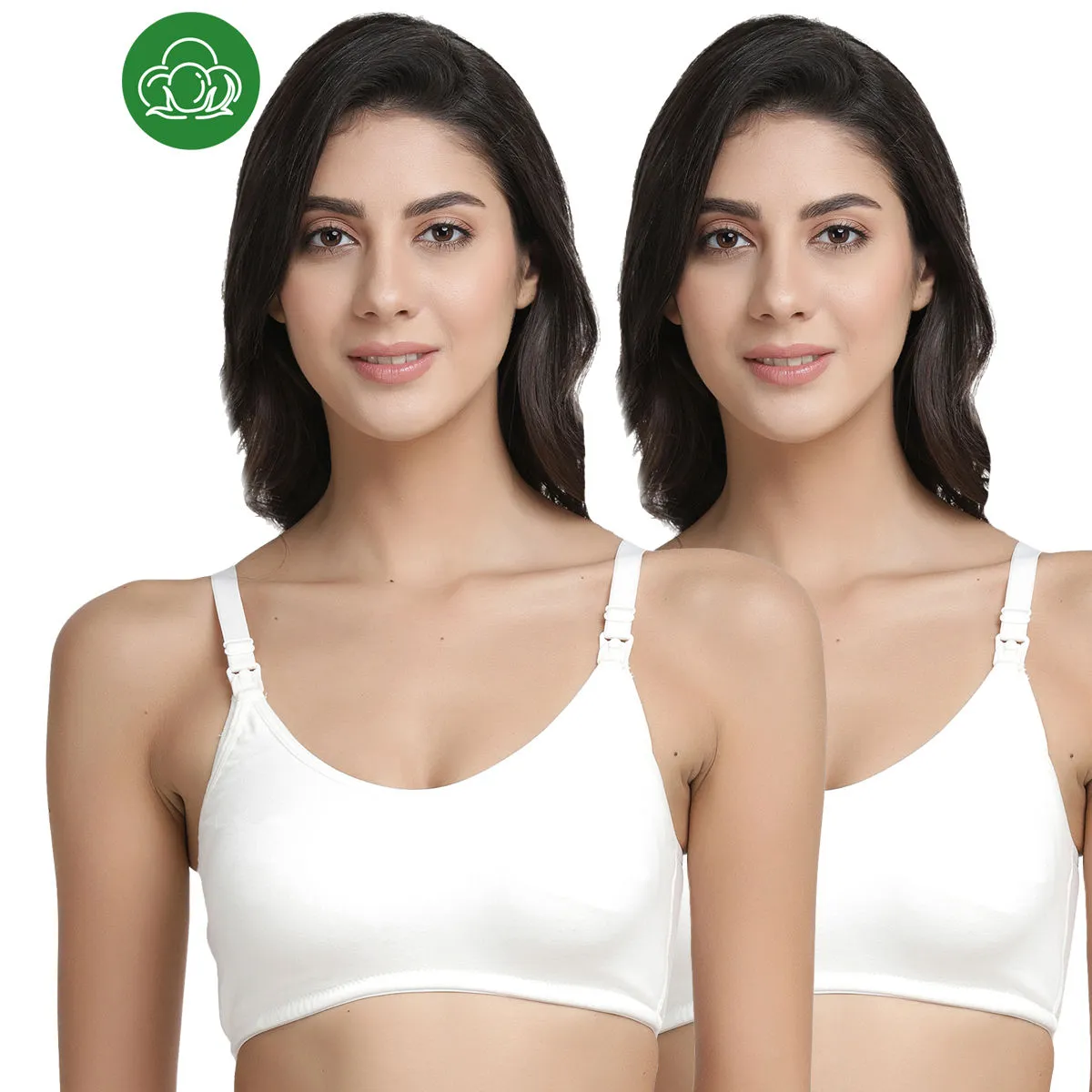 Inner Sense Organic Antimicrobial Soft Nursing Bra Combo of 2 - White