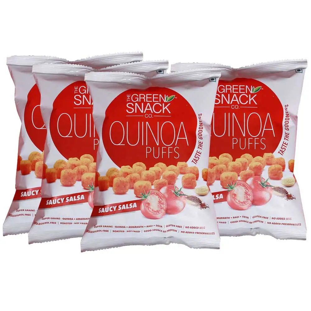 The Green Snack Co. Quinoa Puffs - Pack of 4,  Saucy Salsa  50 g