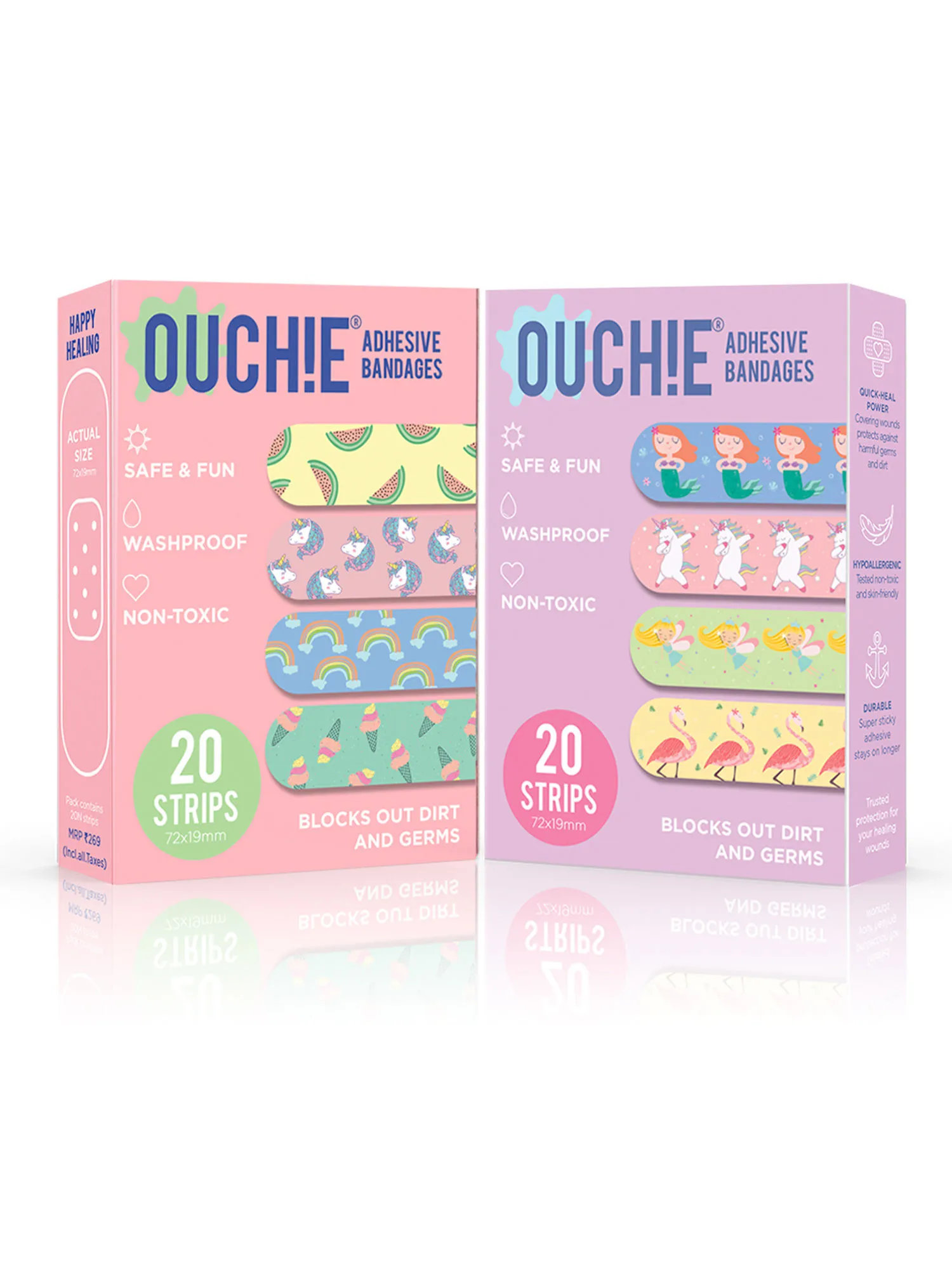 OUCHIE Non-toxic Printed Bandages Double Combo (pack Of 40) - Orange