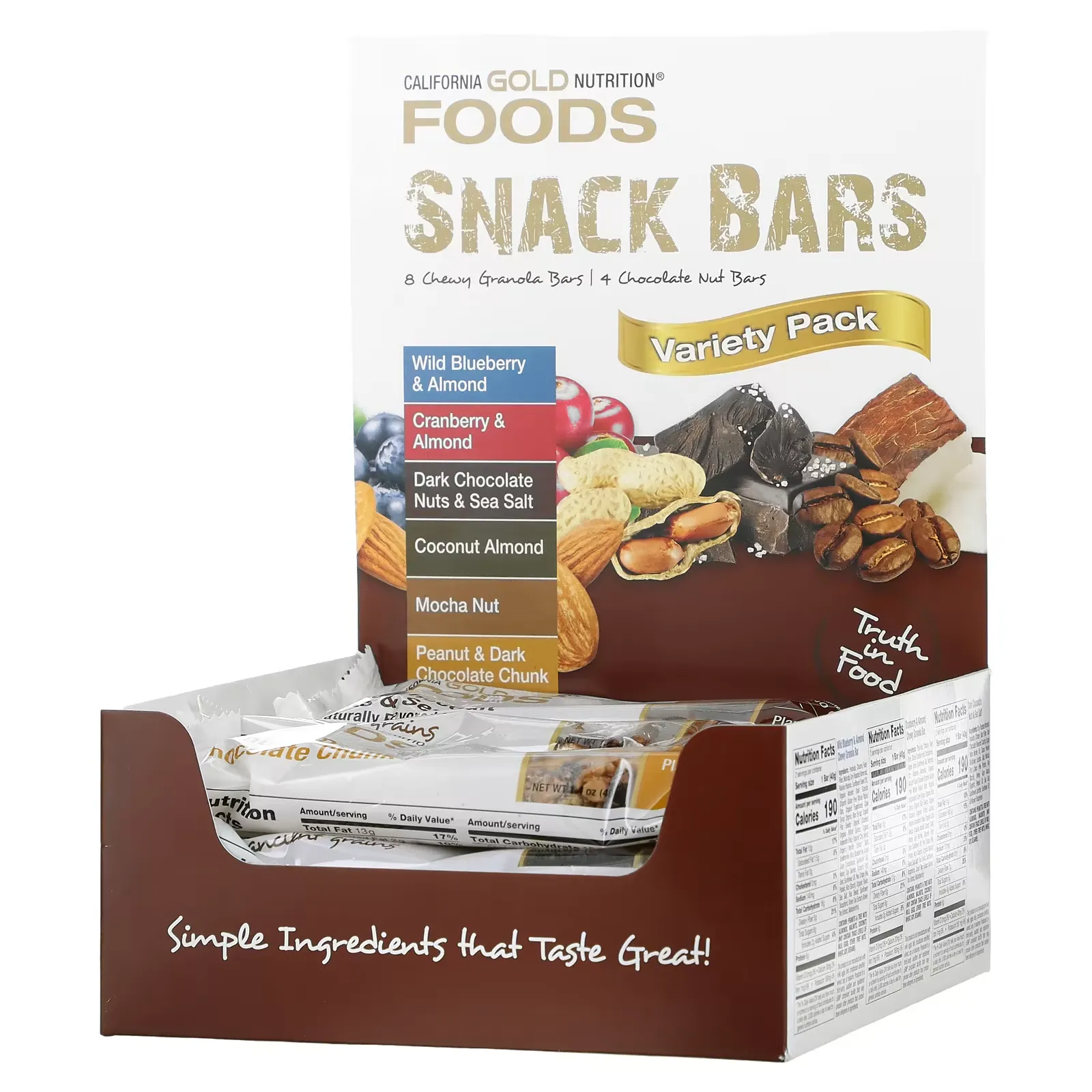 FOODS, Variety Pack Snack Bars, 12 Bars, 1.4 oz (40 g) Each