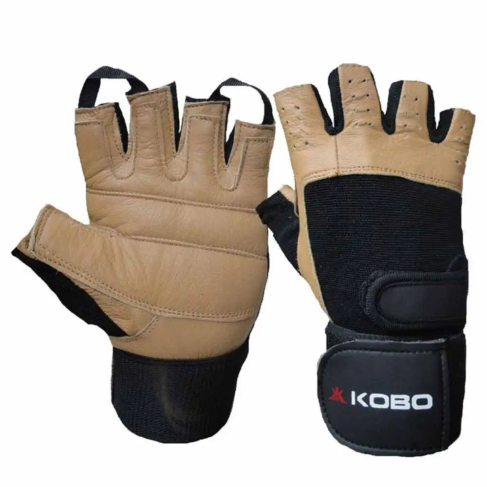 KOBO Gym Gloves (WTG-02),  Brown & Black  Large