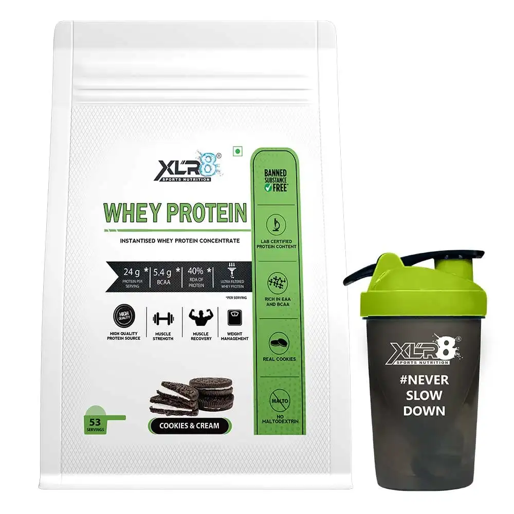 XLR8 Flavoured Whey Protein 24 g Protein,  4 lb  Cookies & Cream with Shaker