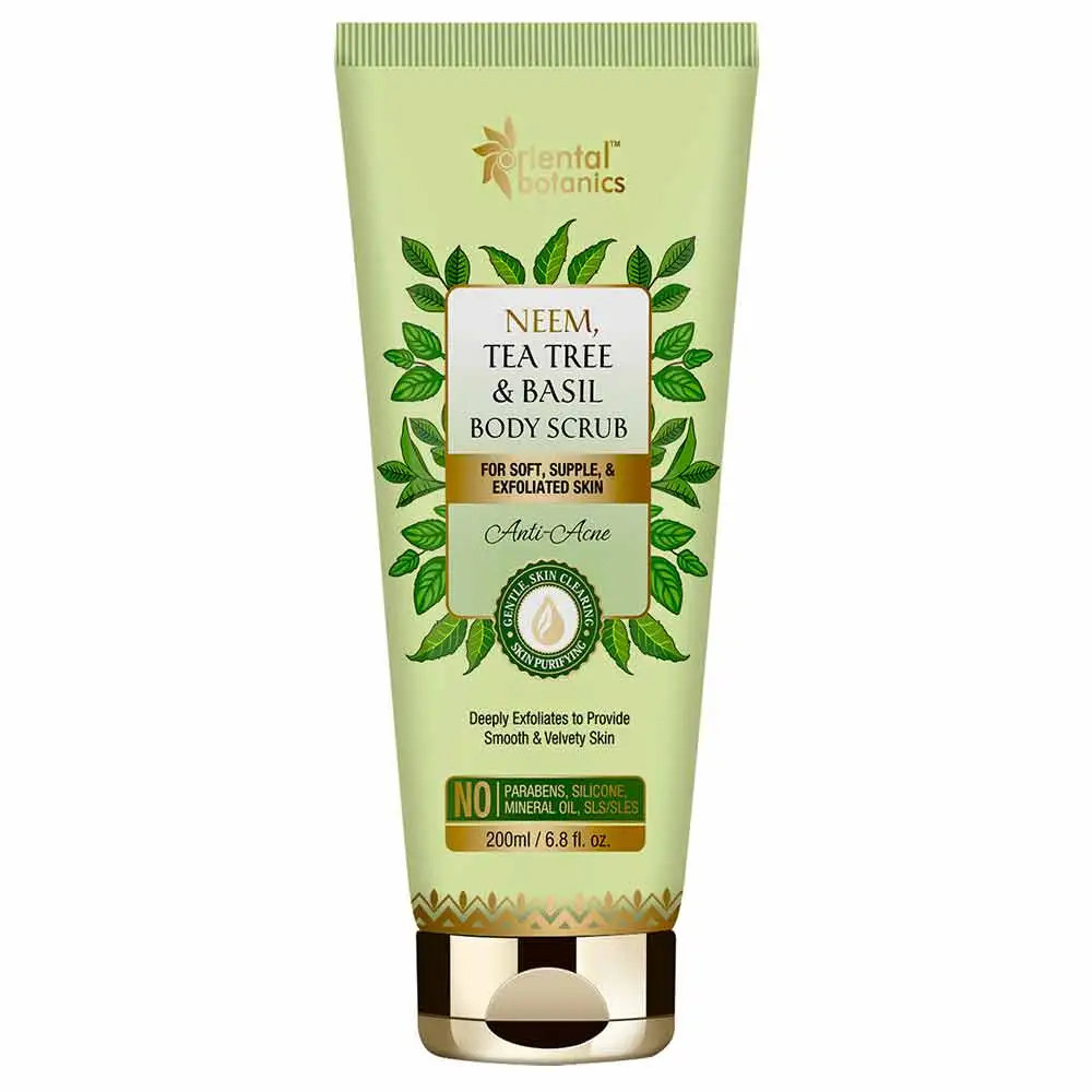 Oriental Botanics Neem Tea Tree & Basil Body Scrub,  200 ml  for Soft Supple & Exfoliated Skin