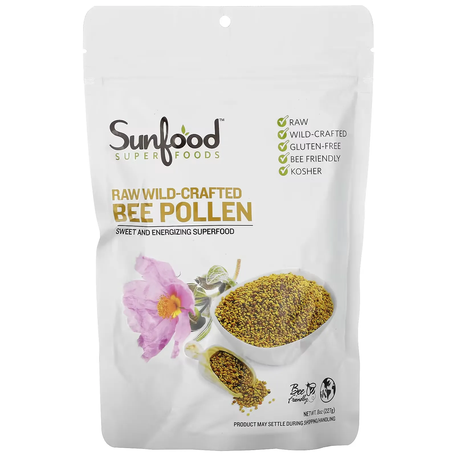 Raw Wild-Crafted Bee Pollen, 8 oz (227 g)