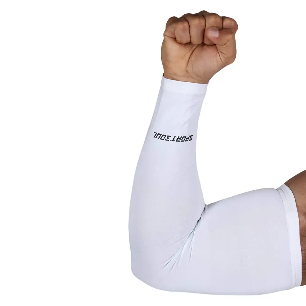 SportSoul Compression Arm Sleeves,  White  Medium