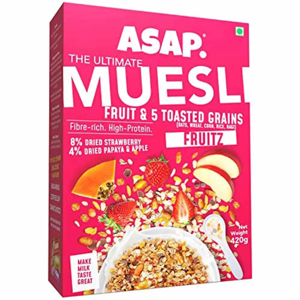 ASAP Ultimate Breakfast Multigrain Muesli,  420 g  FRUITZ (Fruits & 5 Toasted Grains)