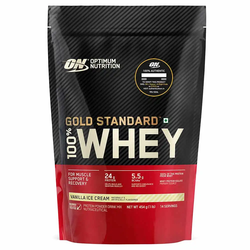 ON (Optimum Nutrition) Gold Standard 100% Whey Protein,  1 lb  Vanilla Ice Cream