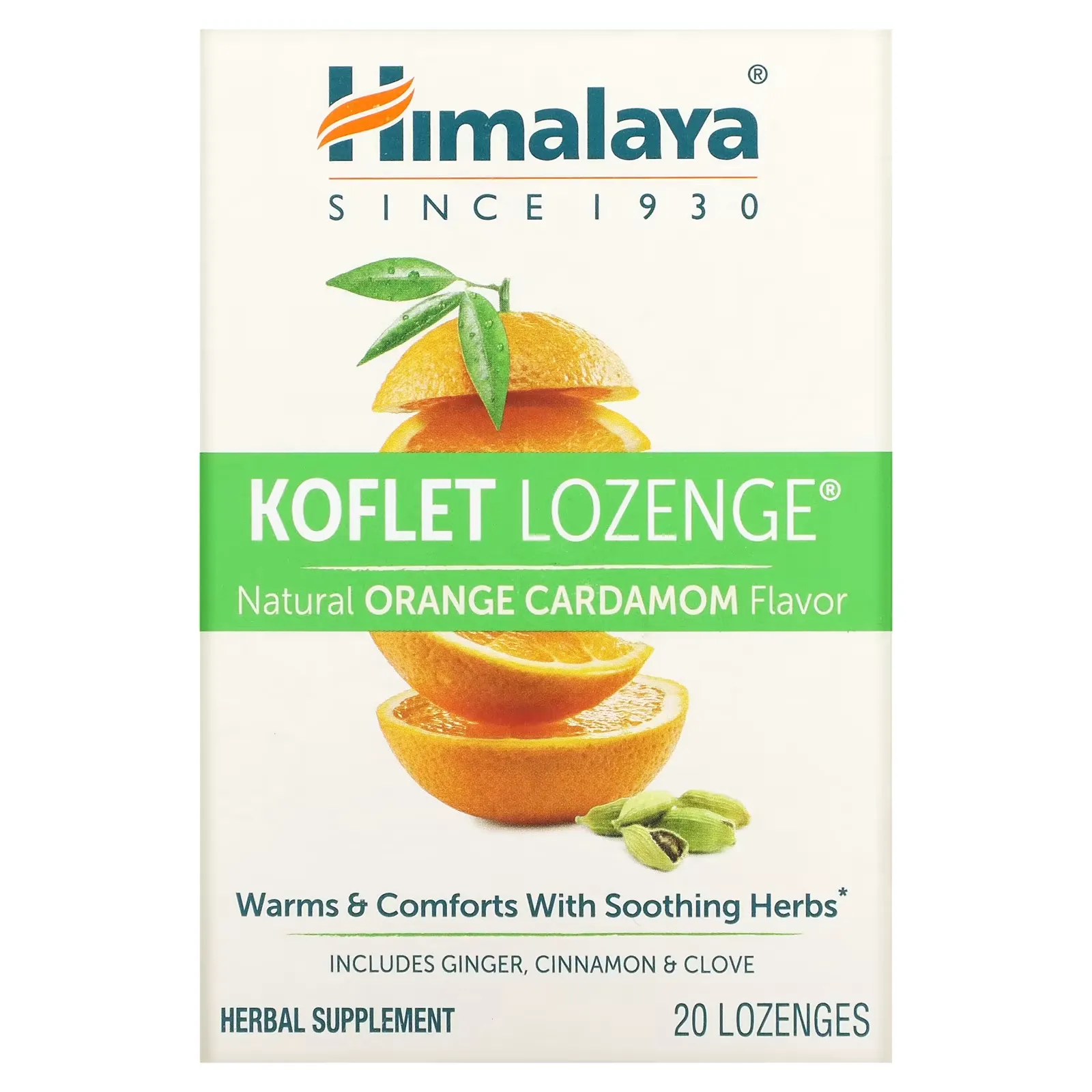 Koflet Lozenge, Natural Orange Cardamom, 20 Lozenges