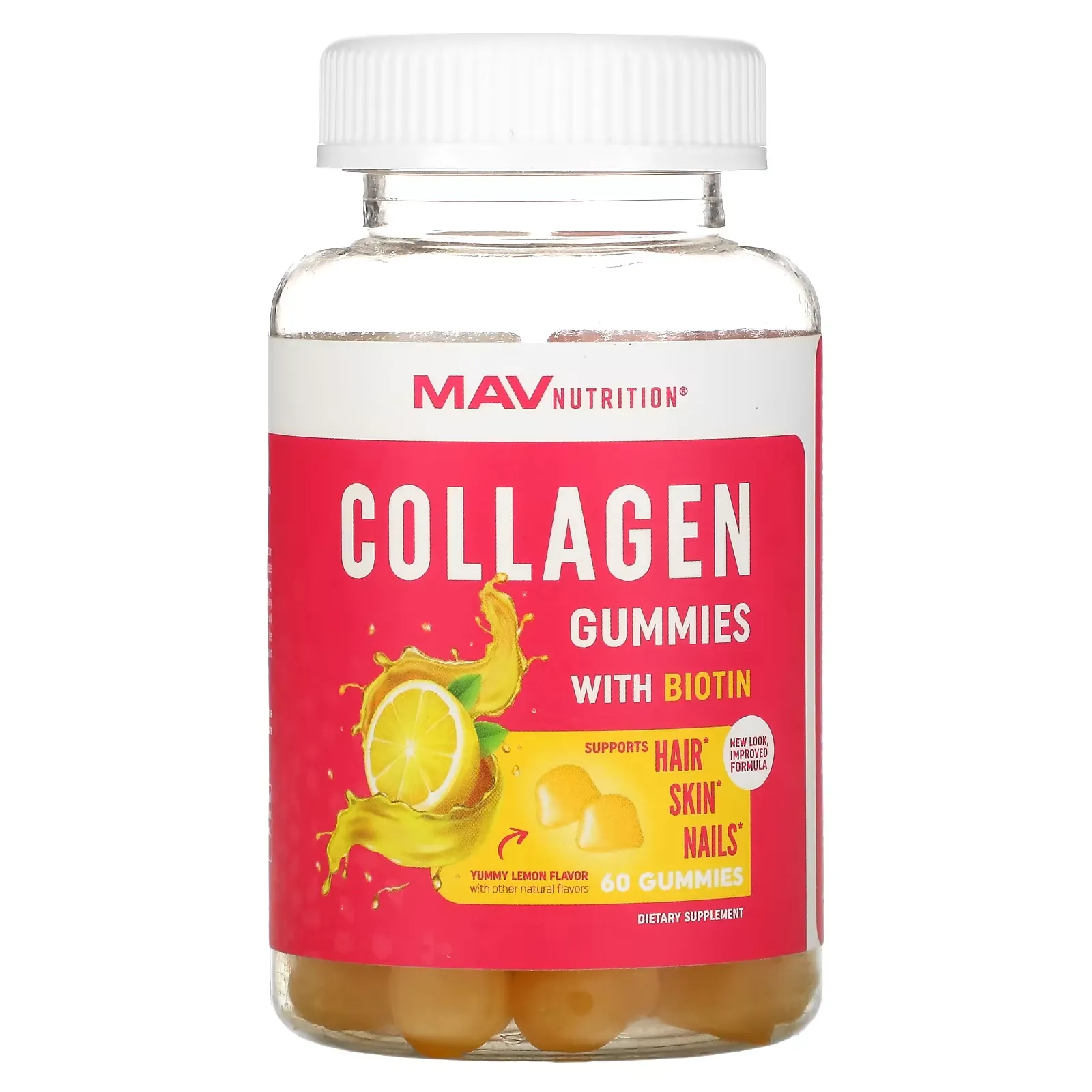 Collagen Gummies with Biotin, Yummy Lemon, 60 Gummies