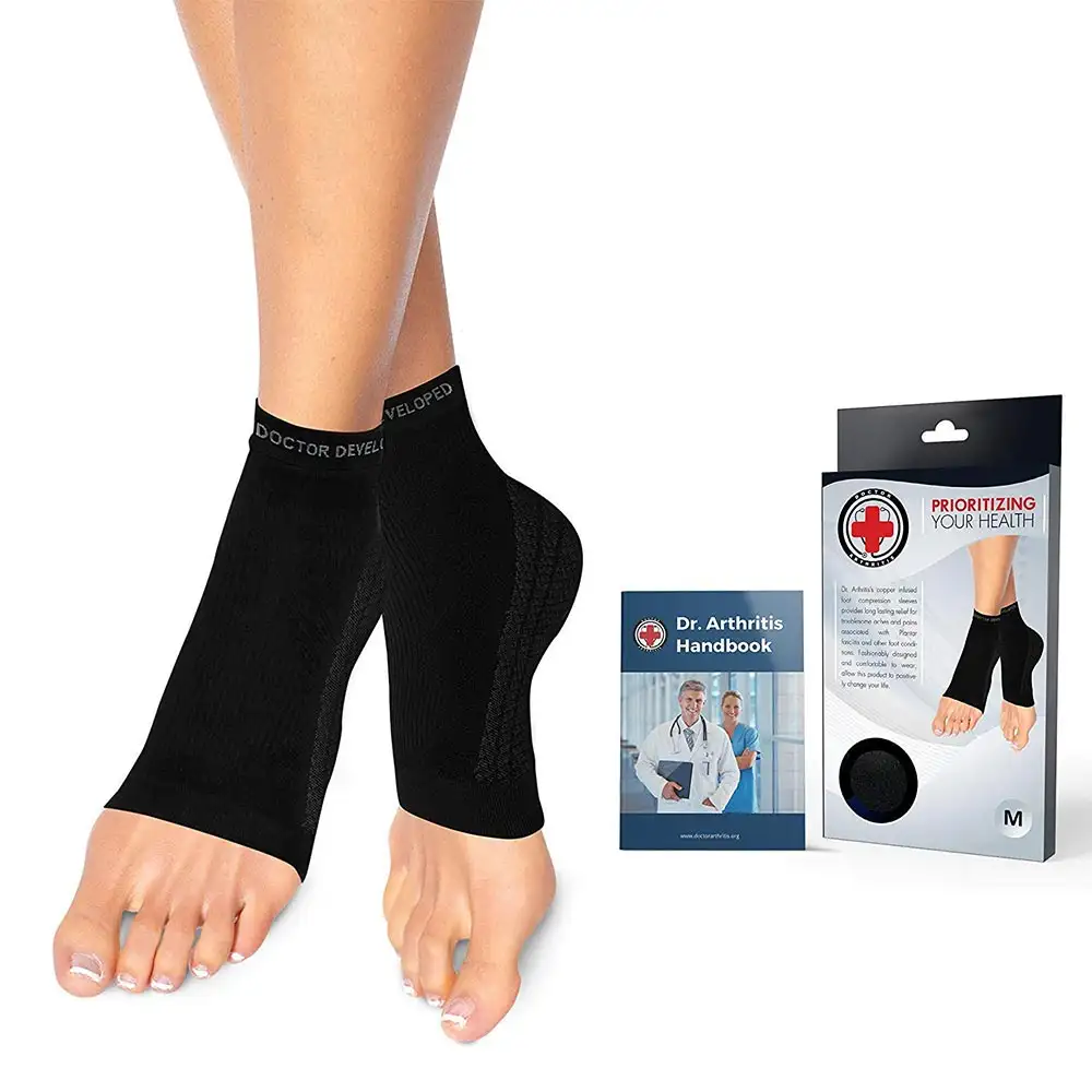 Dr. Arthritis Developed Copper Foot Socks,  Black (Pair)  Medium