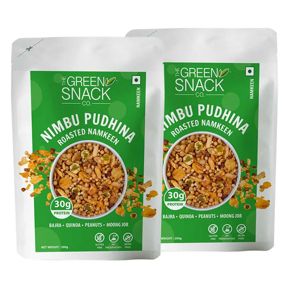 The Green Snack Co. Roasted Namkeen - Pack of 2,  Nimbu Pudhina  200 g