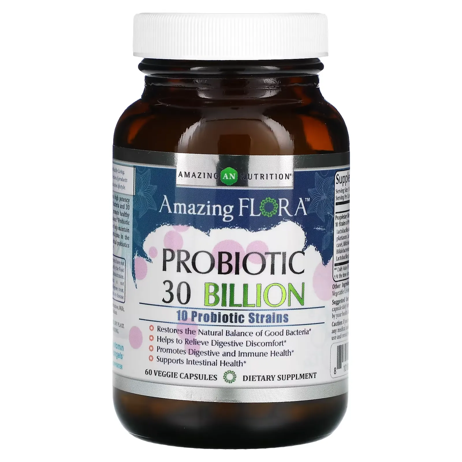 Amazing Flora, Probiotic, 30 Billion CFU, 60 Veggie Capsules