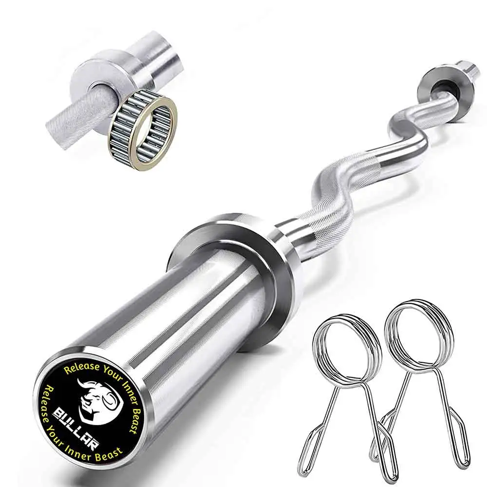 BULLAR 4 Feet Olympic Barbell Rod,  Silver (Spring Lock)