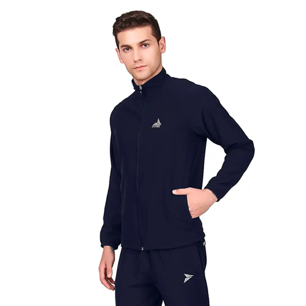 Fitinc Men's Polycotton Regular Fit Track Suit with Two Zipper Pockets,  Navy Blue  XXL