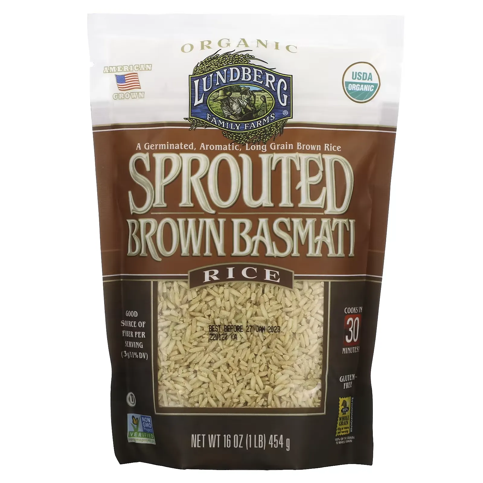 Sprouted Brown Basmati Rice, 16 oz (454 g)