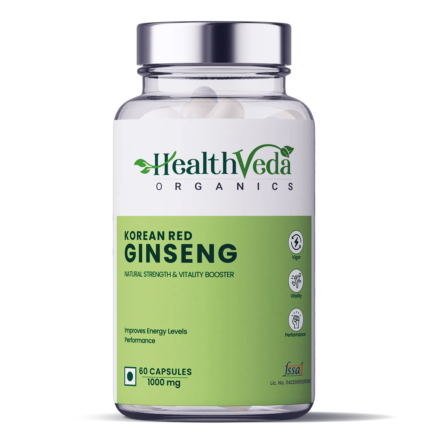 Health Veda Organics Plant Based Korean Red Ginseng Capsules For Boosting Immunity & Vitality