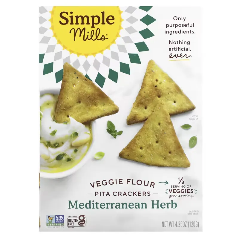 Veggie Flour Pita Crackers, Mediterranean Herb, 4.25 oz (120 g)