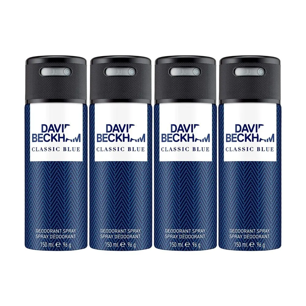 David Beckham Classic Blue Deodorant Spray (Pack Of 4)