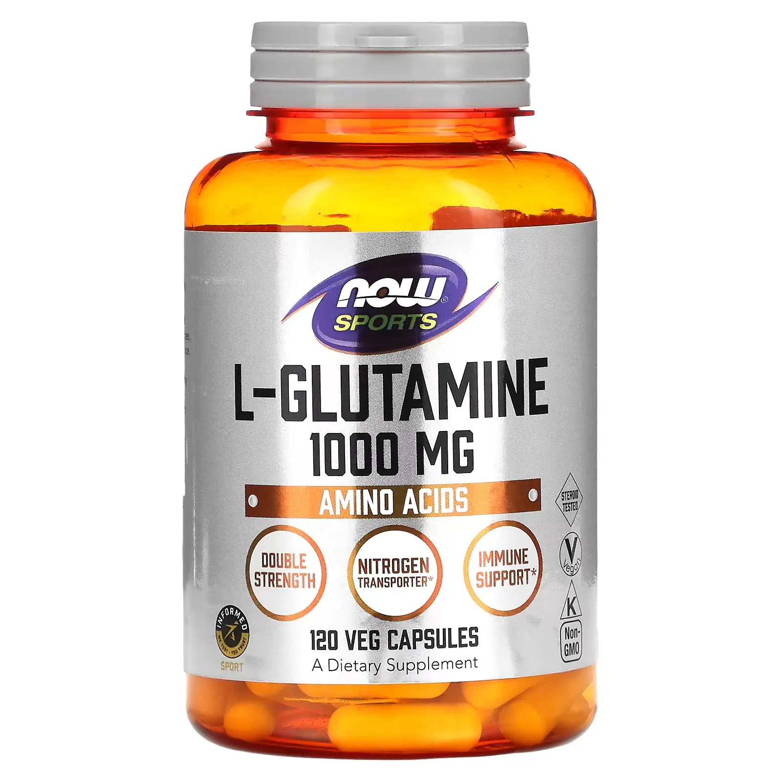 Sports, L-Glutamine, Double Strength, 1,000 mg, 120 Veg Capsules