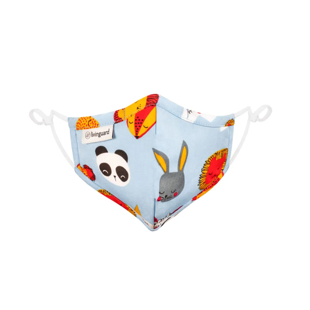 Livinguard Kids Street Mask - Ago Rabbit Print: Blue Anti-microbial Washable & Reusable - XS