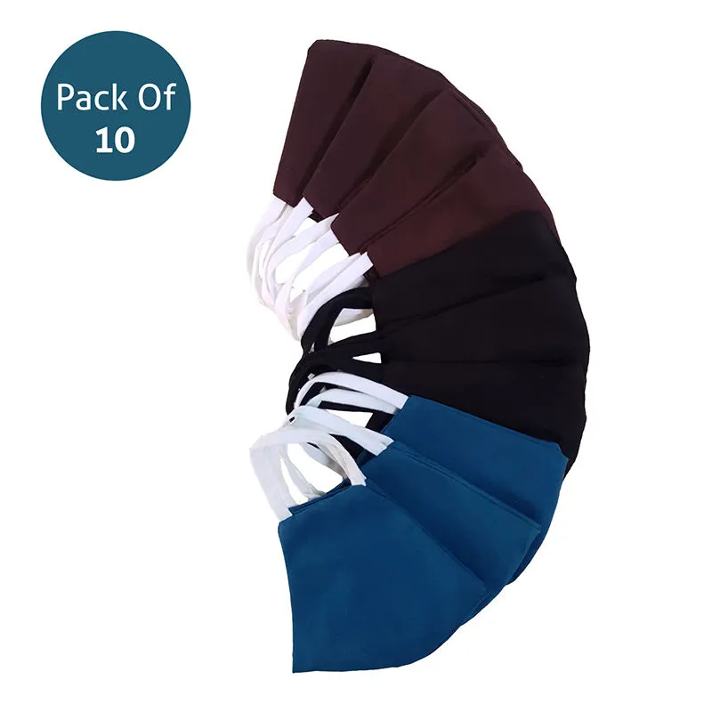 Adira's Pack Of 10 Cloth Face Mask - Multi-Color