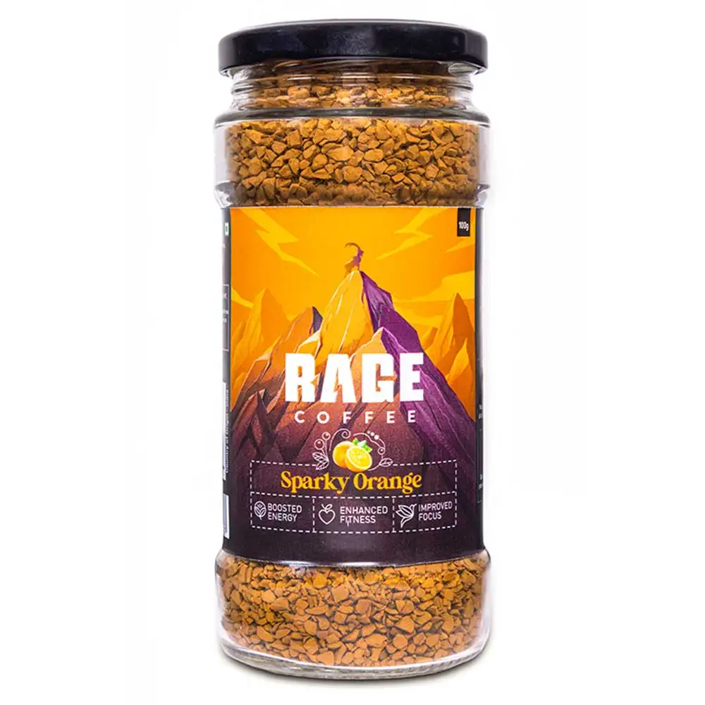 Rage Coffee Premium Arabica Instant Coffee,  100 g  Sparky Orange