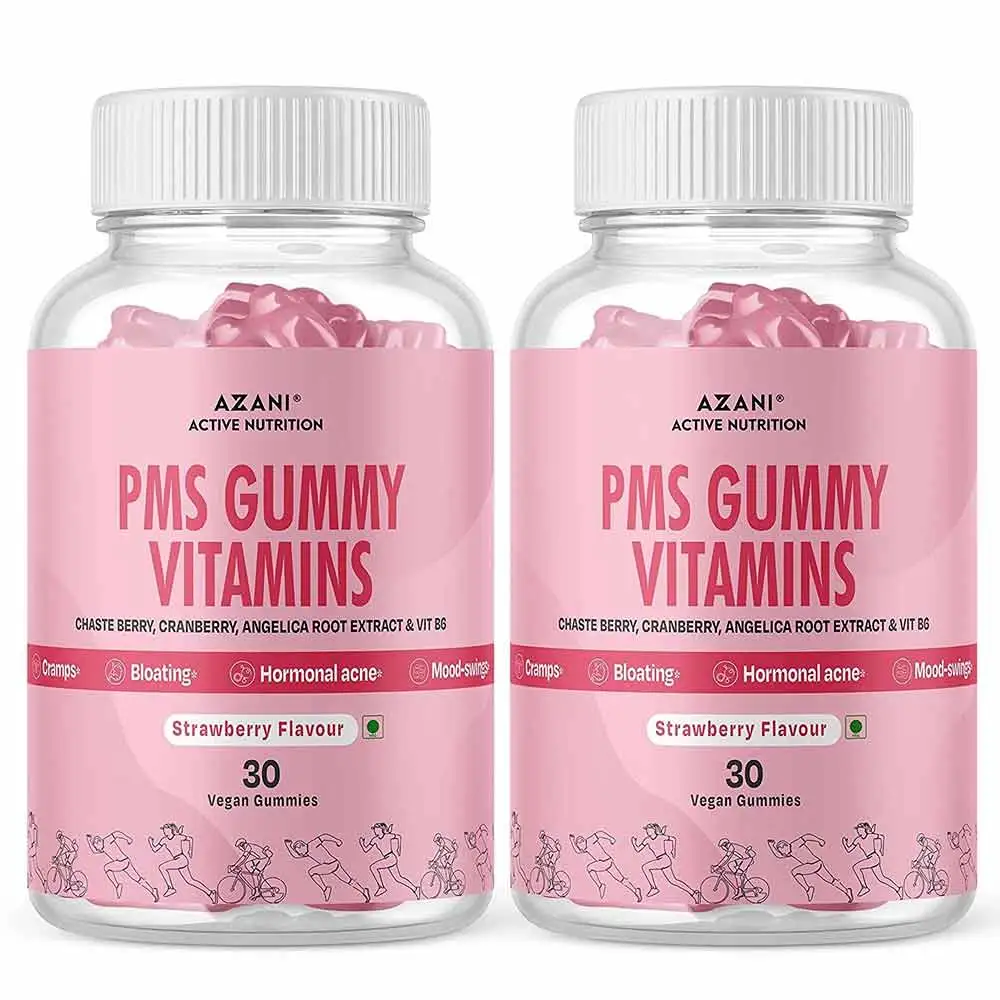 Azani Active Nutrition PMS Gummy Vitamins,  30 gummies  Strawberry (Pack of 2)