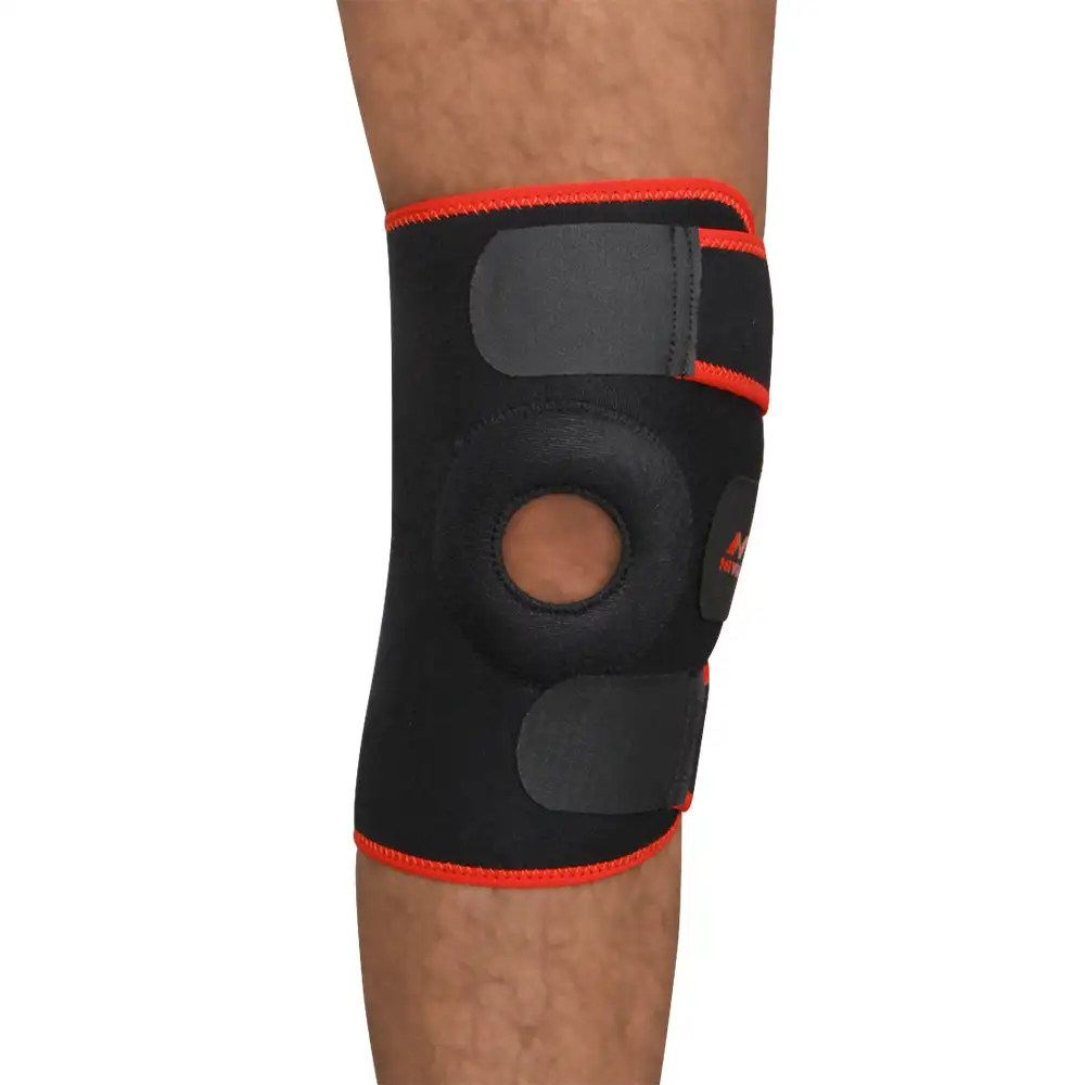 Nivia Orthopedic Knee Support with Patella Hole Adjustable (RB-13),  Black-Red  Free Size