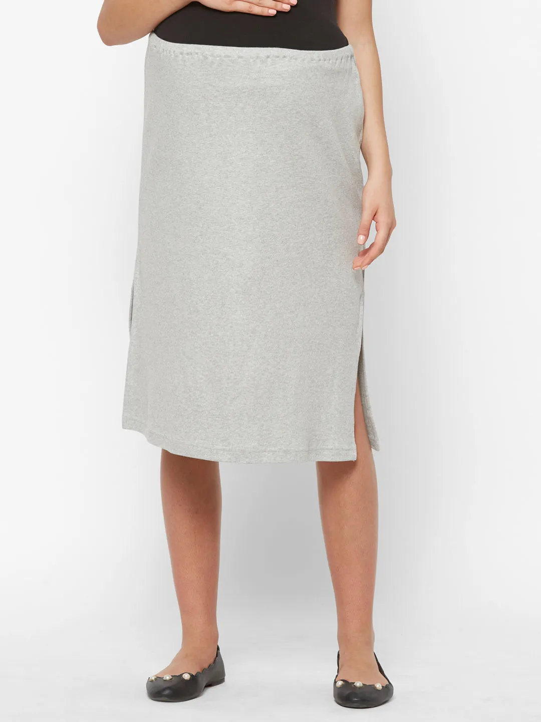 Mystere Paris Stylish Maternity Skirt - Grey