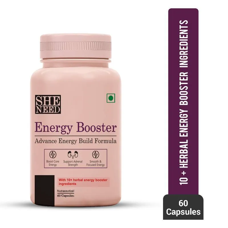 Sheneed Energy Booster Supplement- Boosts Core & Adrenal Energy With 10+ Herbal Nutrients-Vegan