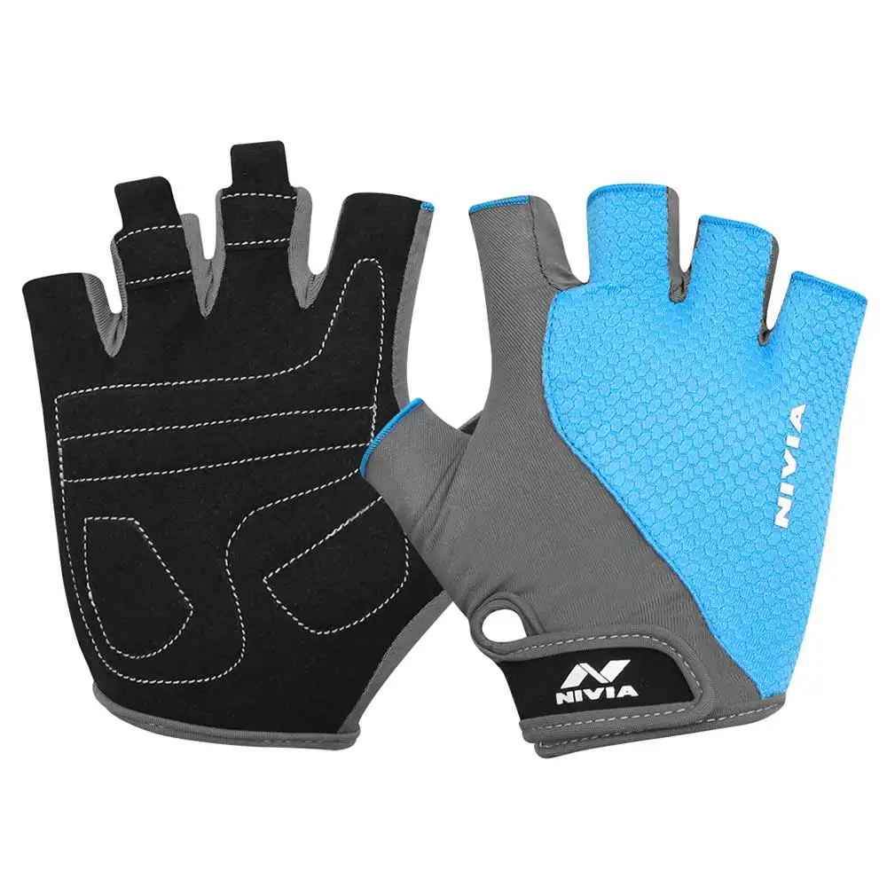 Nivia Coral Sports Gloves,  Sky Blue/Grey  Medium