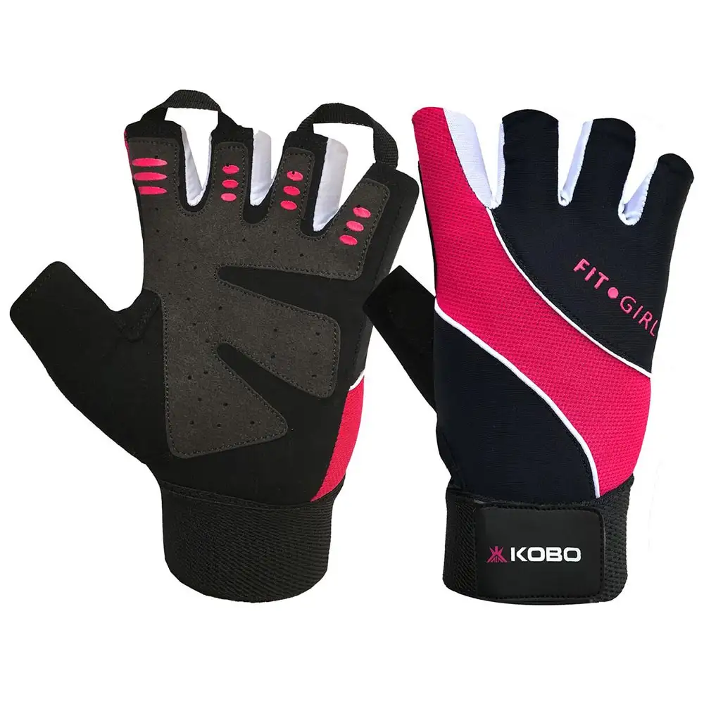 KOBO Ladies Gym Gloves (WTG-15),  Black & Pink  Large