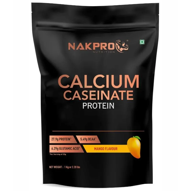 NAKPRO Calcium Caseinate, Slow-digesting Casein Protein Powder - Mango