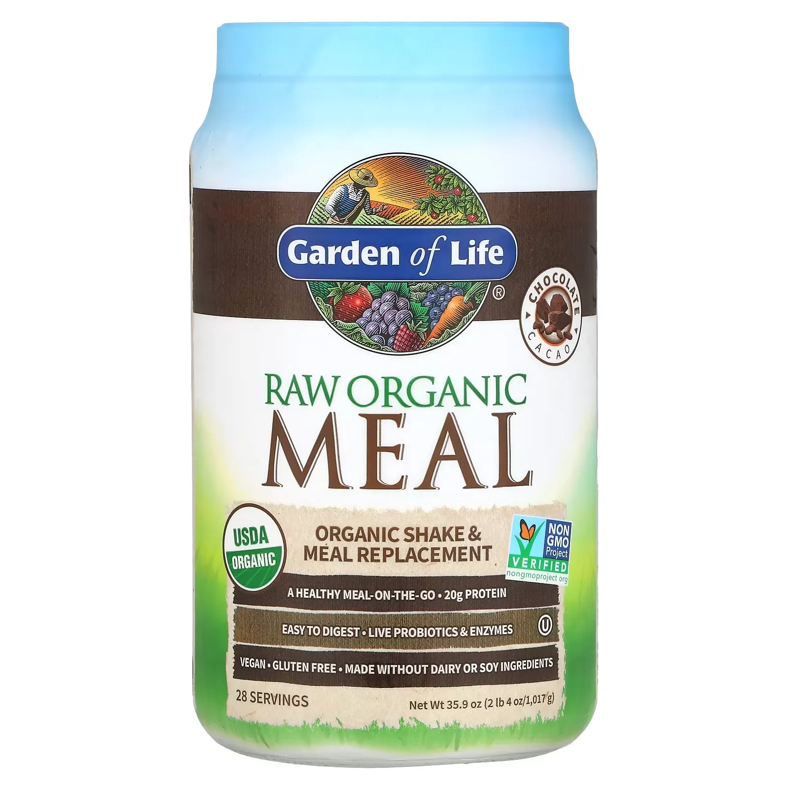 RAW Organic Meal, Shake & Meal Replacement, Chocolate Cacao, 2 lb 4 oz (1,017 g)