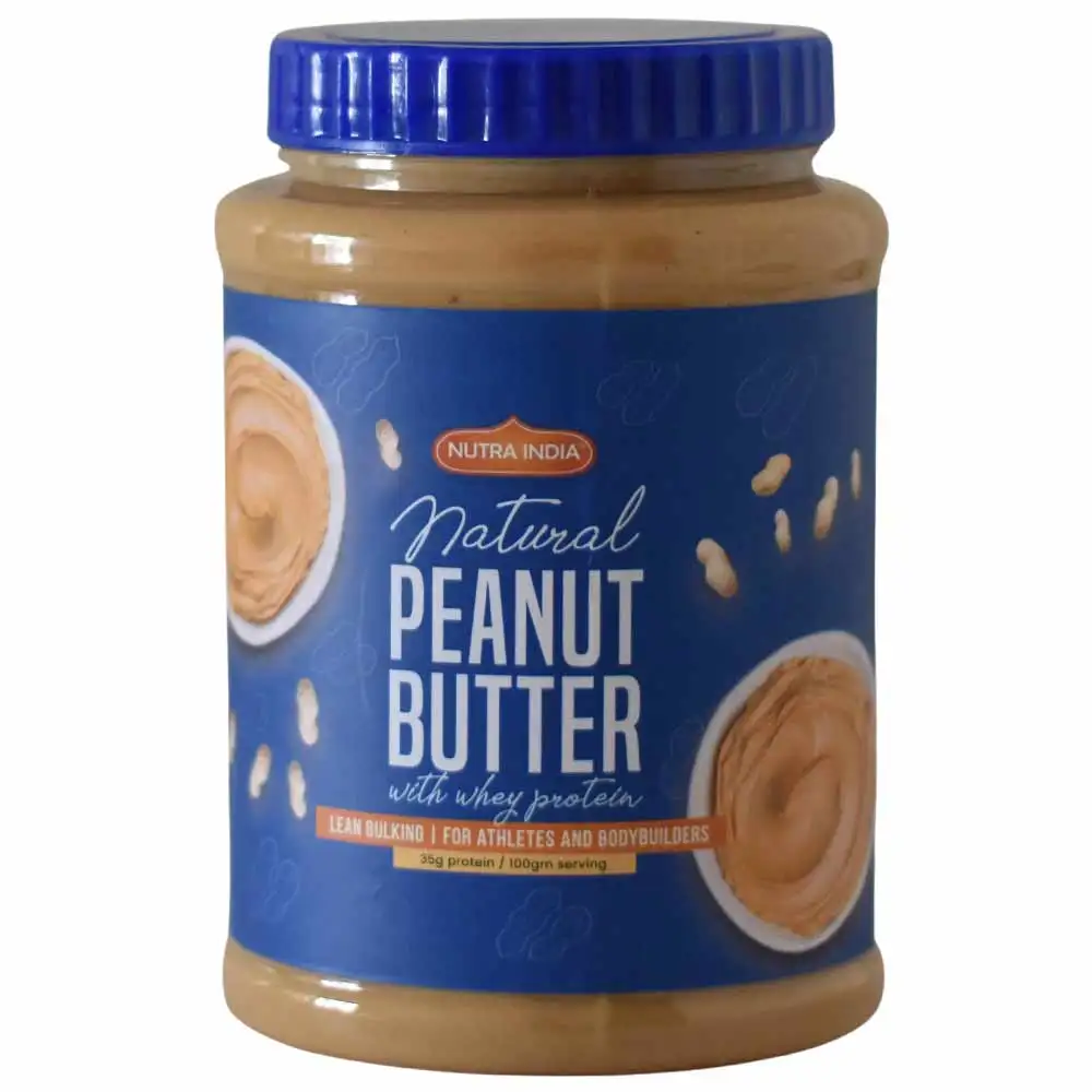 Nutra India Peanut Butter with Whey Protein,  1 kg  Natural