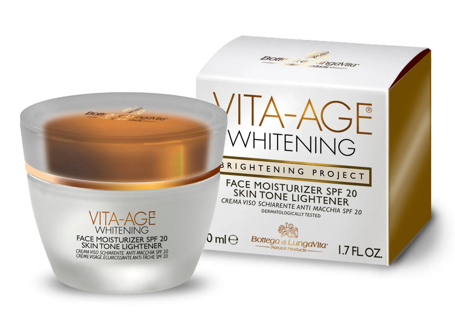 Bottega Di Lungavita Age Whitening Face Moisturizer Spf 20 Skin Tone Lightener