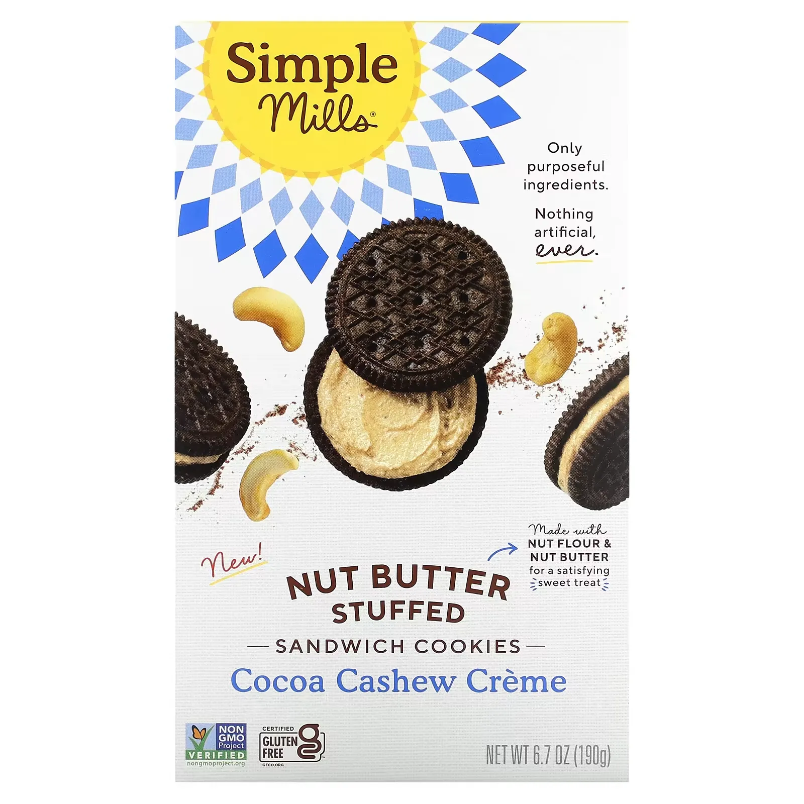 Nut Butter Stuffed Sandwich Cookies, Cocoa Cashew Creme, 6.7 oz (190 g)