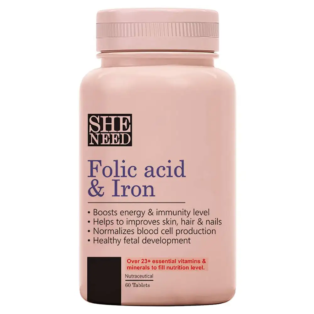 SheNeed Folic Acid & Iron,  Unflavoured  60 tablet(s)