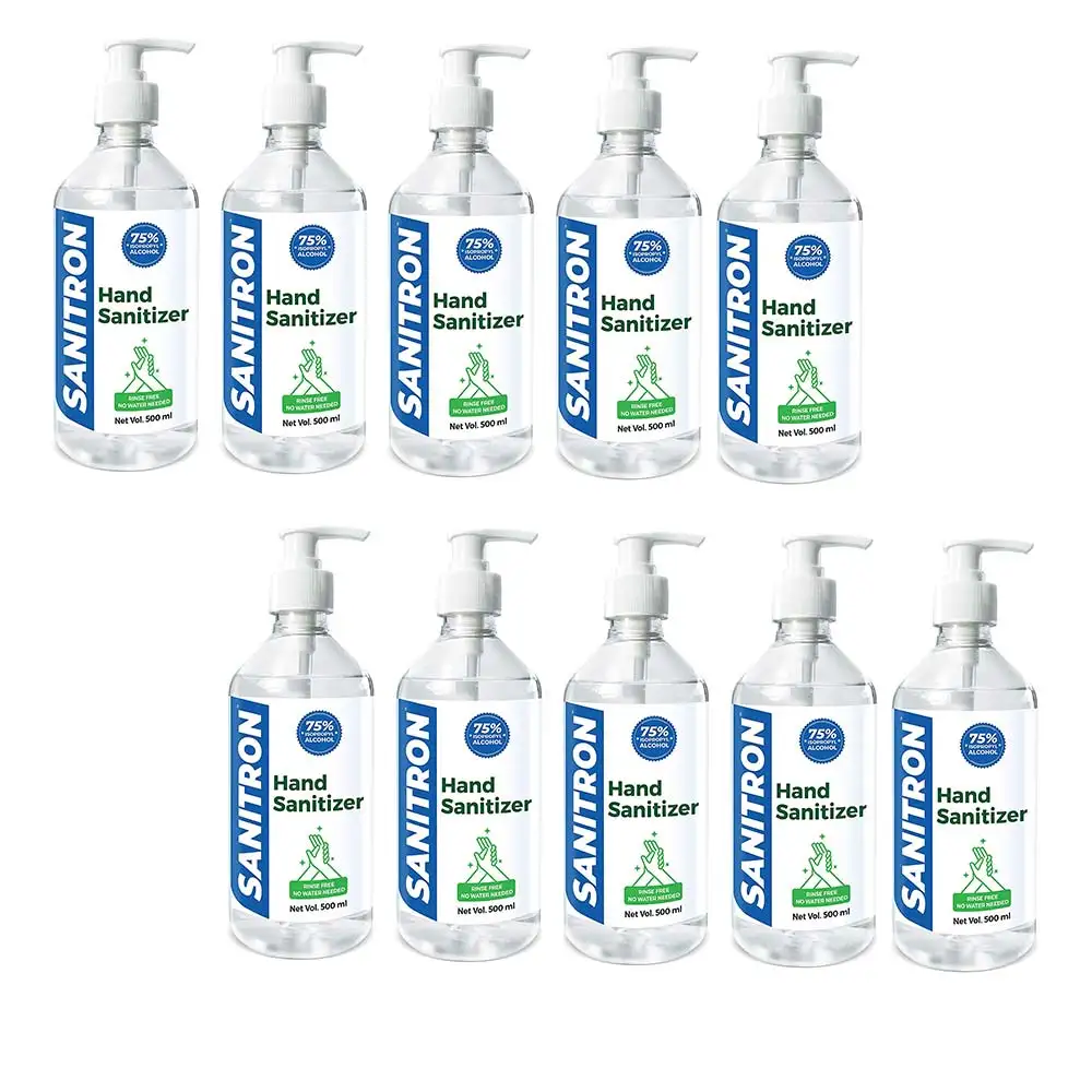 Sanitron Hand Sanitizer Liquid,  Unscented, 75% IPA  10 Piece(s)/Pack  Pump Bottle