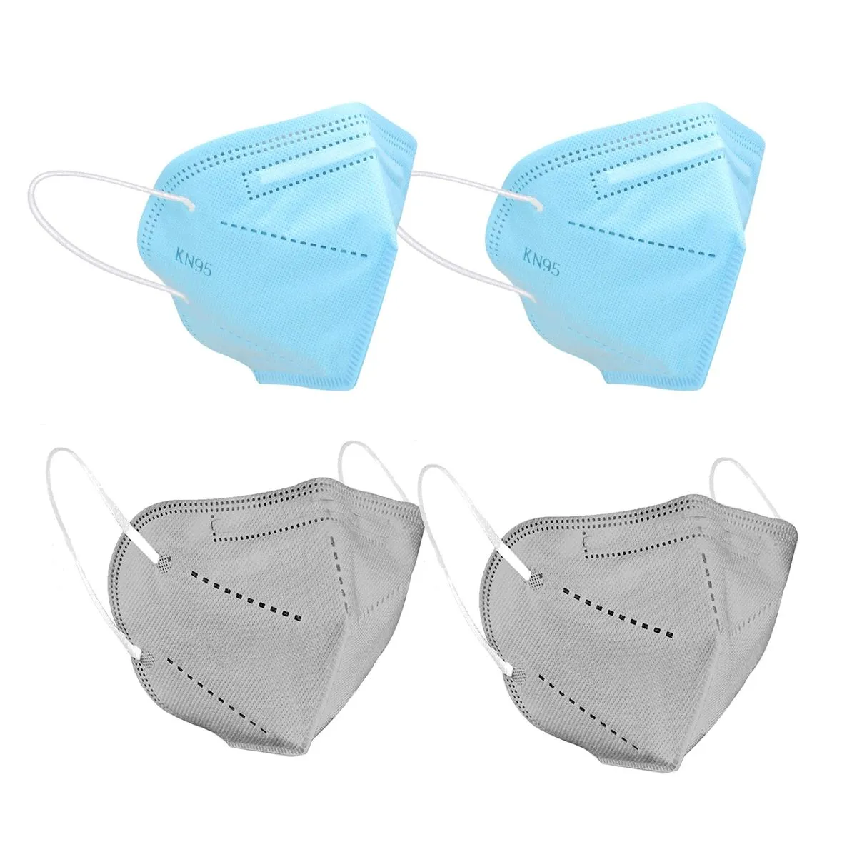 Fabula Pack Of 4 Kn95/N95 Anti-Pollution Reusable 5-Layer Mask (Blue,Grey)