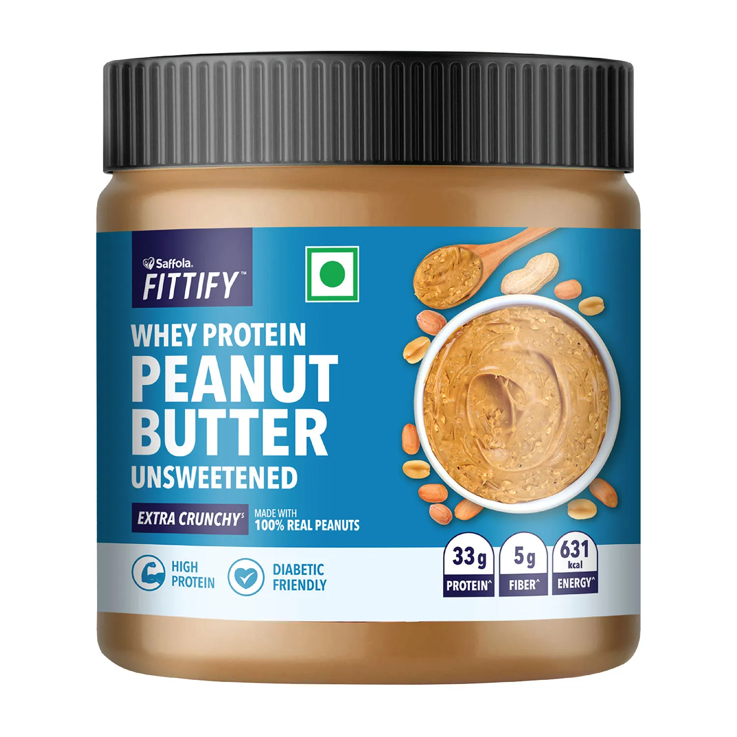 Saffola FITTIFY Whey Protein Peanut Butter Unsweetened Extra Crunchy