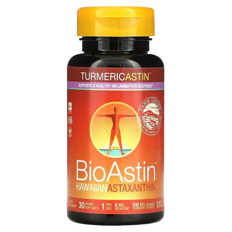 Turmericastin, BioAstin Hawaiian Astaxanthin, 30 Vegan Soft Gels