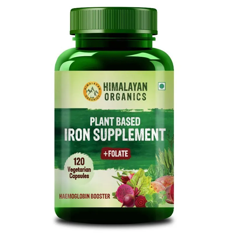 Himalayan Organics Plant Based Iron Supplement with Folate 120 Veg Capsules