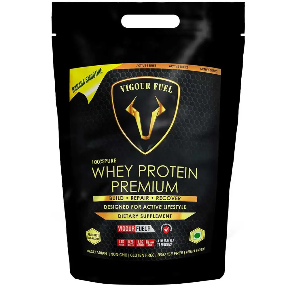 Vigour Fuel 100% Whey Protein Premium,  5 lb  Banana Smoothie