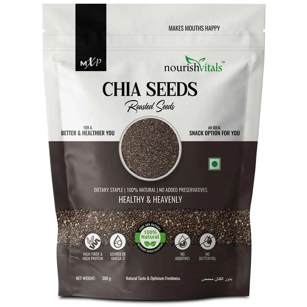 NourishVitals Roasted Chia Seeds,  0.200 kg  Natural