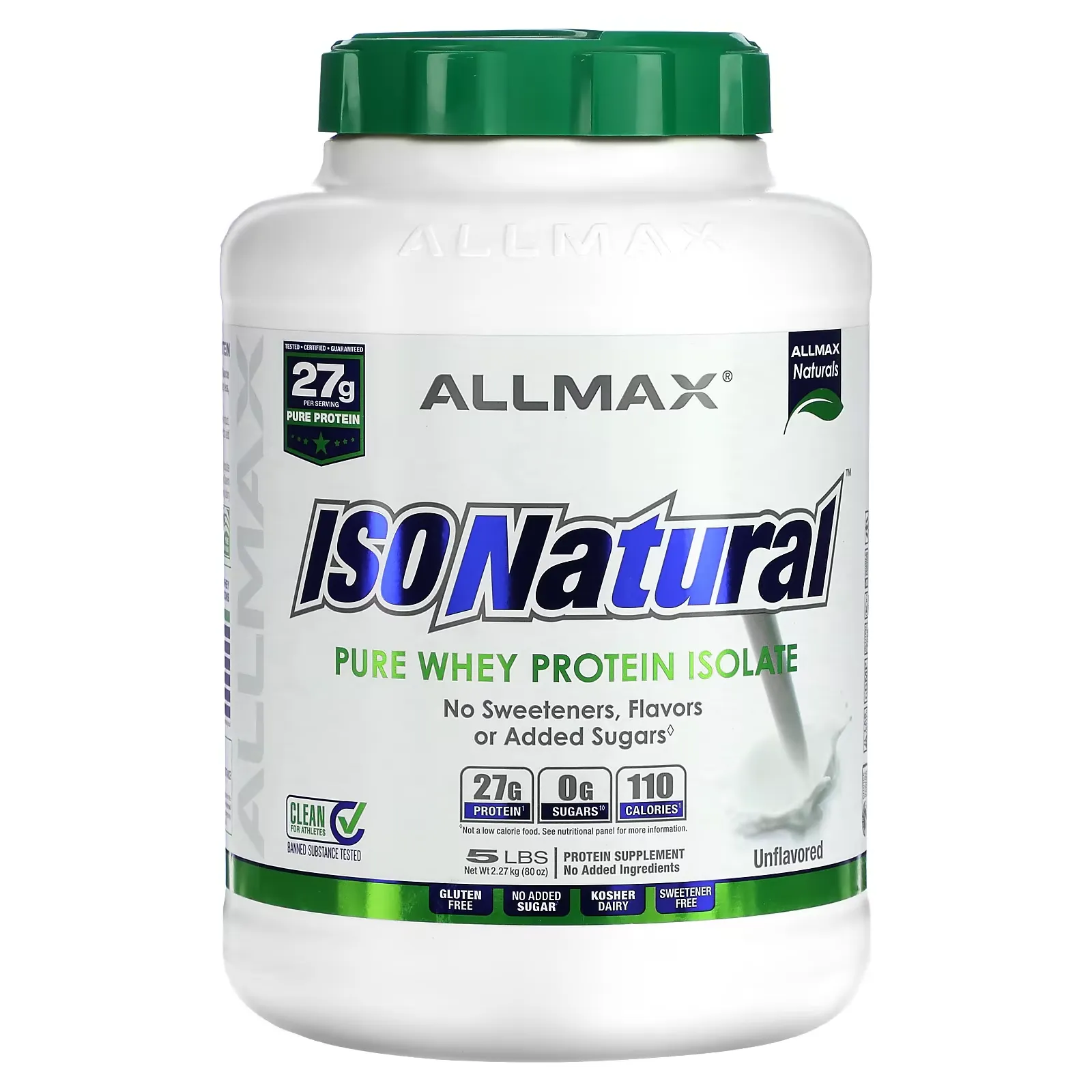 IsoNatural, Pure Whey Protein Isolate, Unflavored, 5 lbs (2.27 kg)